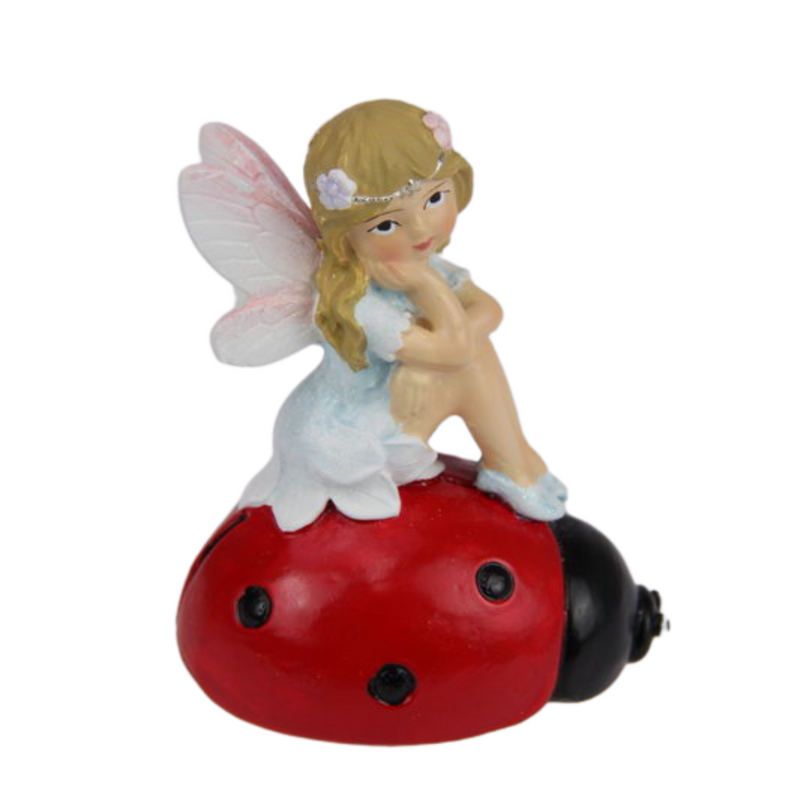 Ronis Fairy Sitting on Ladybug 8cm Assorted