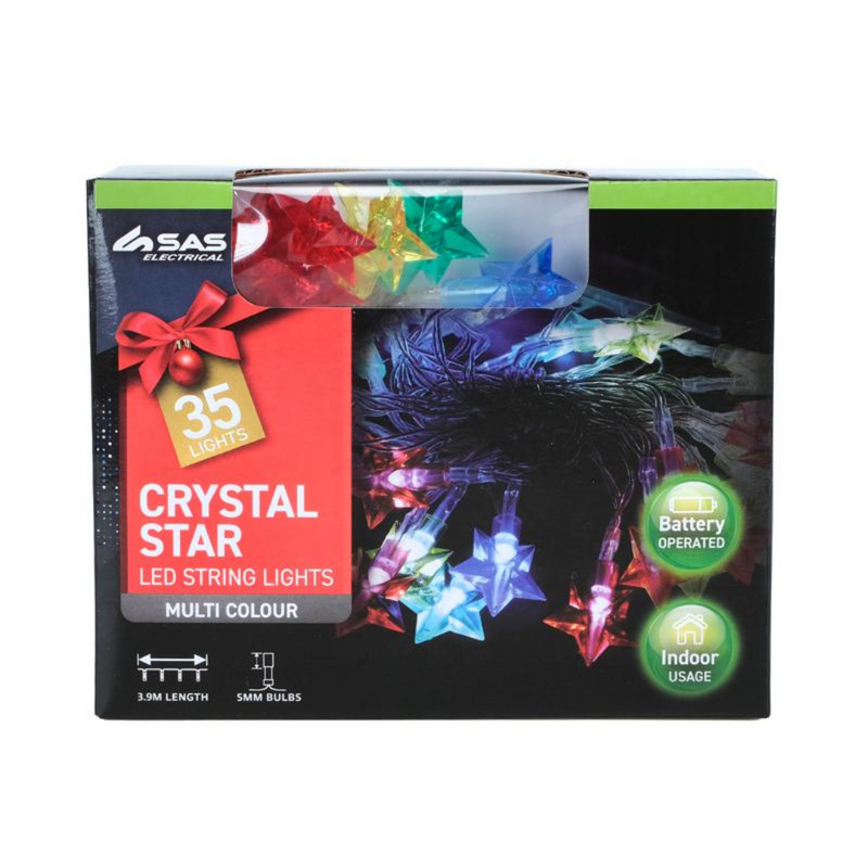 Ronis Fairy String Light Battery Operated Ornament Star 35 LED 430cm Multi Colour