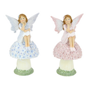 Ronis Fairy on Floral Mushroom 18cm Assorted