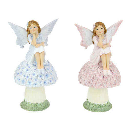 Ronis Fairy on Floral Mushroom 18cm Assorted