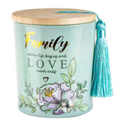 Ronis Family Candle With Wood Lid and Tassel Vanilla 10x13cm