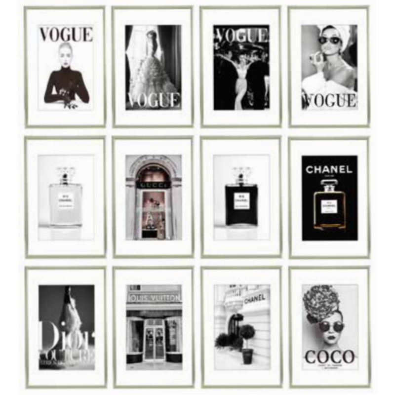 Fashion prints photo frame A3 matted to A4 champagne frame assorted matted picture frame for art prints