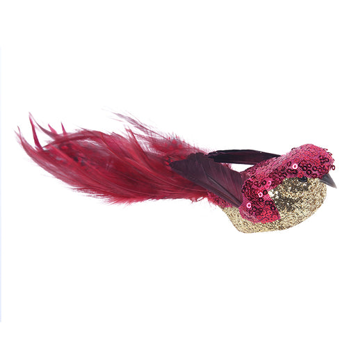 Ronis Feather Bird with Clip 23cm Red