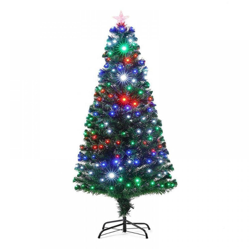 1.2m full green fiber optic Christmas tree with multicolour LED lights and glowing light-up tips