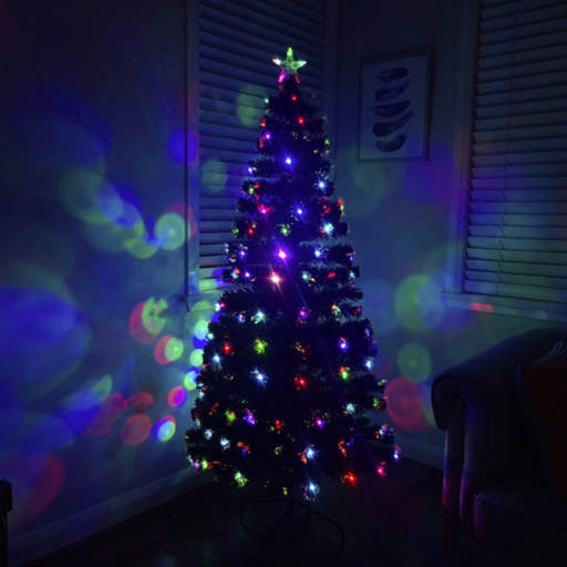 1.8m green fiber optic Christmas tree with multicolour changing lights for bright and festive indoor holiday décor