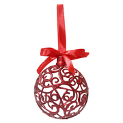 Ronis Filagree Bauble Red Bow 10cm Assorted