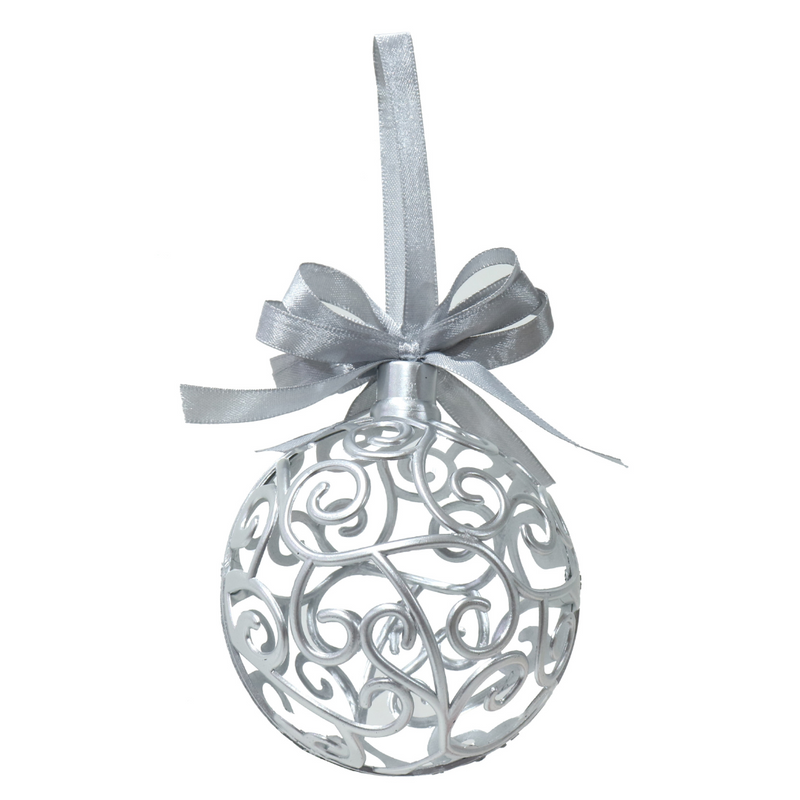 Ronis Filagree Bauble Red Bow 10cm Assorted