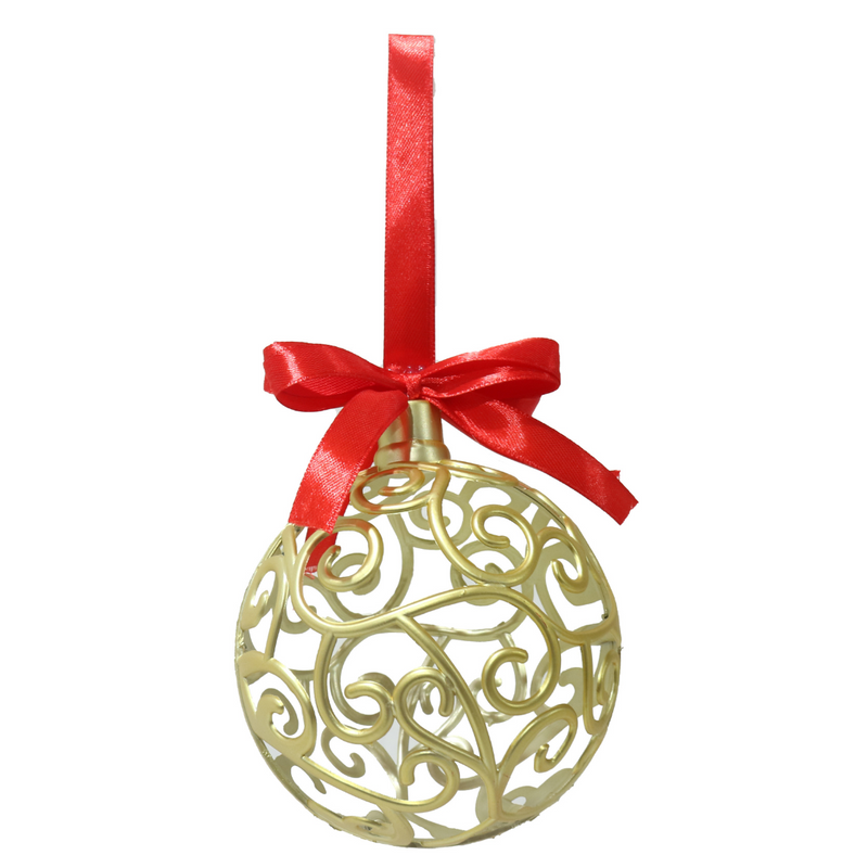 Ronis Filagree Bauble Red Bow 10cm Assorted