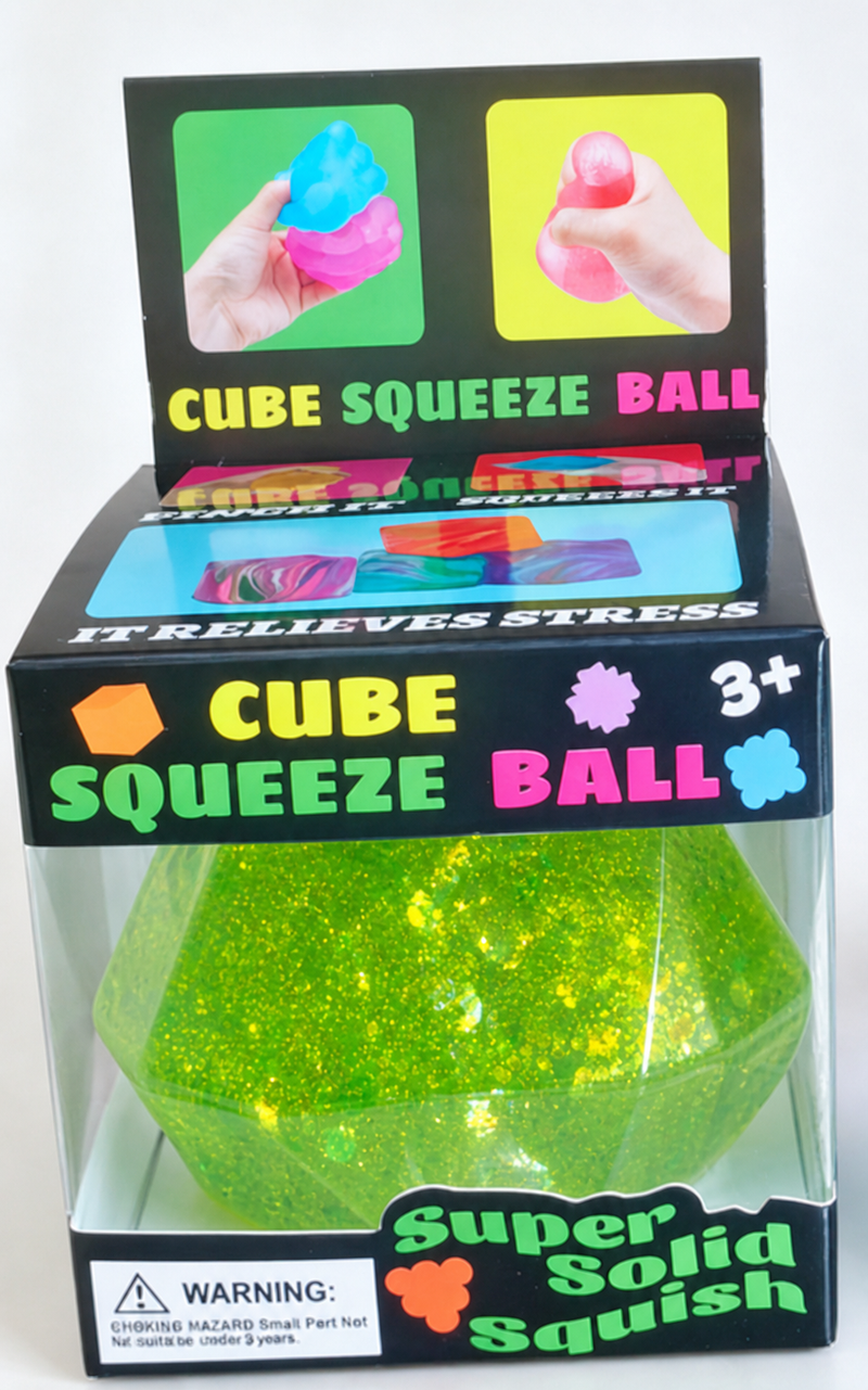 Fine Cube Glitter & Glow Diamond Shape Green 6x6cm
