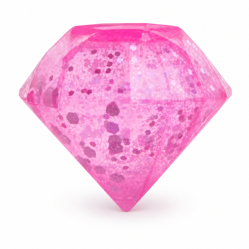 Fine Cube Glitter & Glow Diamond Shape Pink 6x6cm