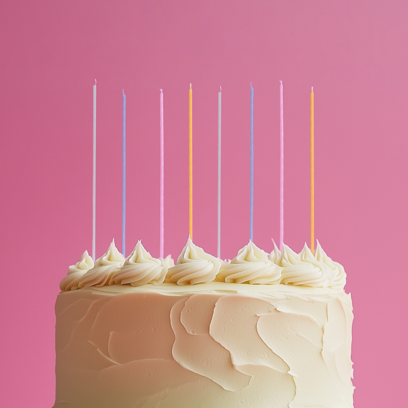 Ronis Fine Spiral Cake Candles 20cm Pastel Rainbow 16pk