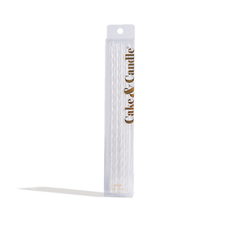 Ronis Fine Spiral Cake Candles 20cm White 16pk