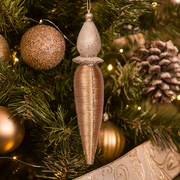 Elegant 21cm champagne finial tree ornament with a shimmering finish, perfect for adding a touch of sophistication to Christmas décor. – thumbnail