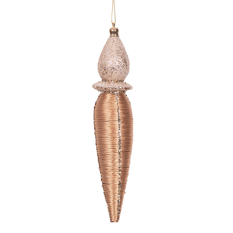 Elegant 21cm champagne finial tree ornament with a shimmering finish, perfect for adding a touch of sophistication to Christmas décor.