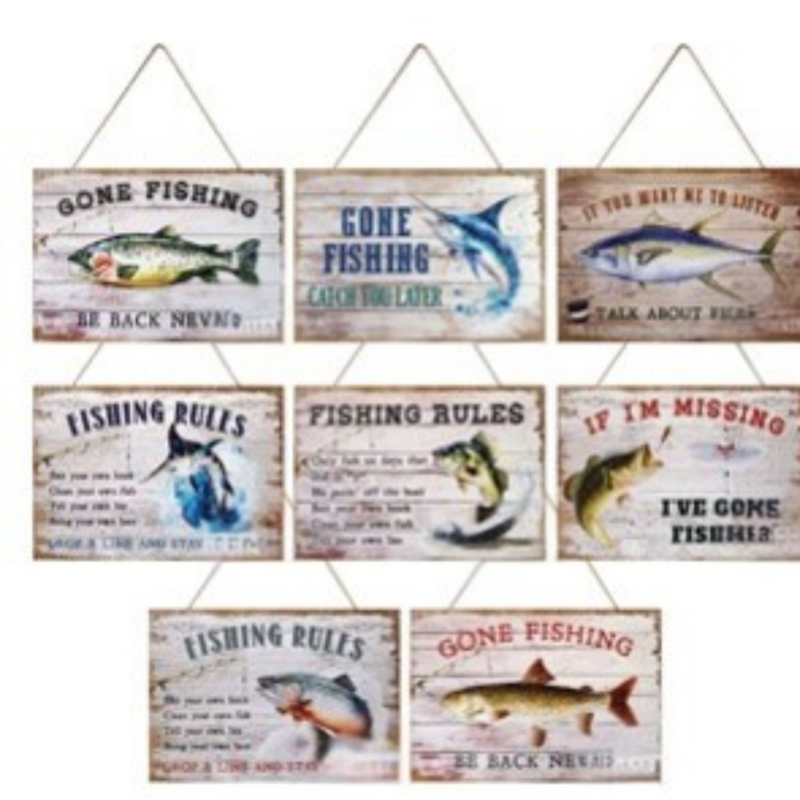 Fishing Signs Wood Signs ( Assorted Designs ) Sizes 20x30cm