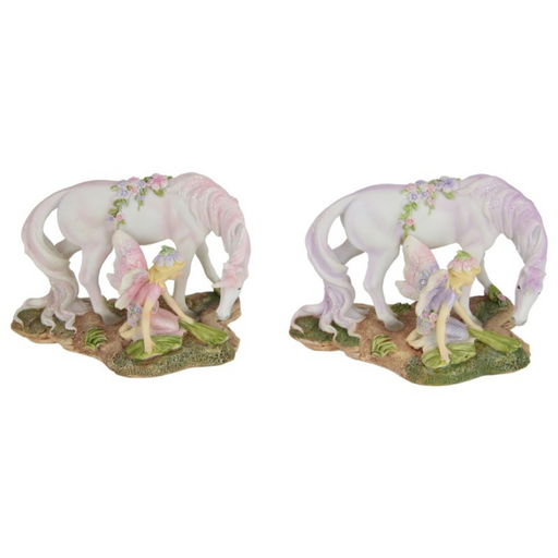 Ronis Flower Fairy Crouching with Unicorn 17.5cm