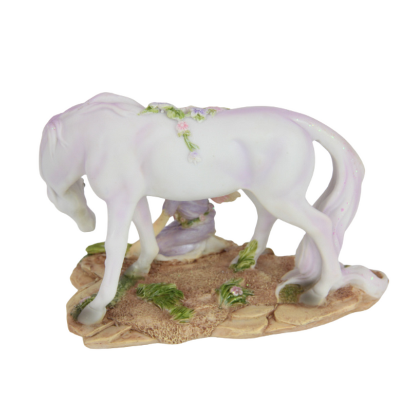 Ronis Flower Fairy Crouching with Unicorn 17.5cm