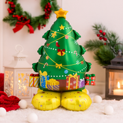 Foil balloon shaped like a decorated Christmas tree with star, 72x114cm in size