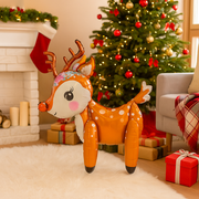 Foil balloon of a cartoon reindeer with red nose, 54x57cm Christmas decoration