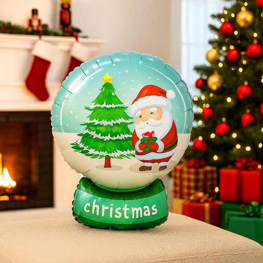 52.5x77.5cm Foil Balloon featuring Santa inside a snow globe water ball design, perfect for Christmas party decoration.