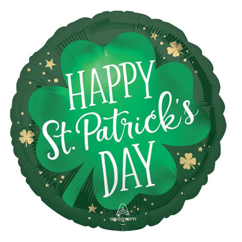 Lucky shamrock satin foil balloon 45cm St Patrick’s Day party decoration.