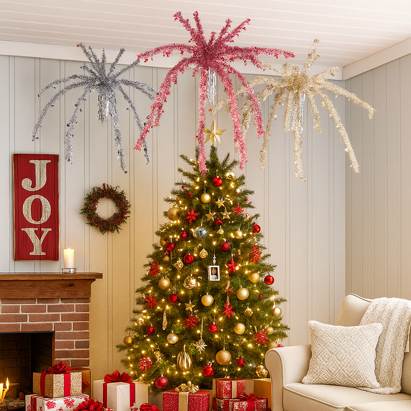 90cm foil fountain with silver and assorted metallic strands for festive party decoration