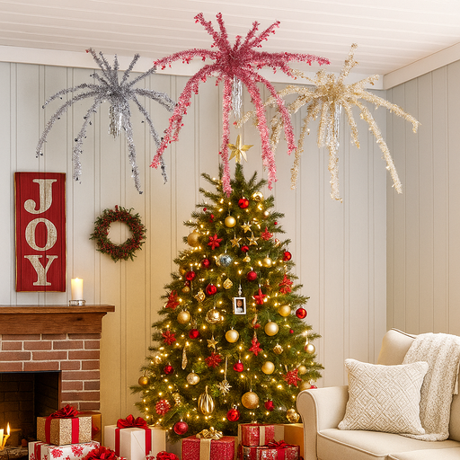 90cm foil fountain with silver and assorted metallic strands for festive party decoration