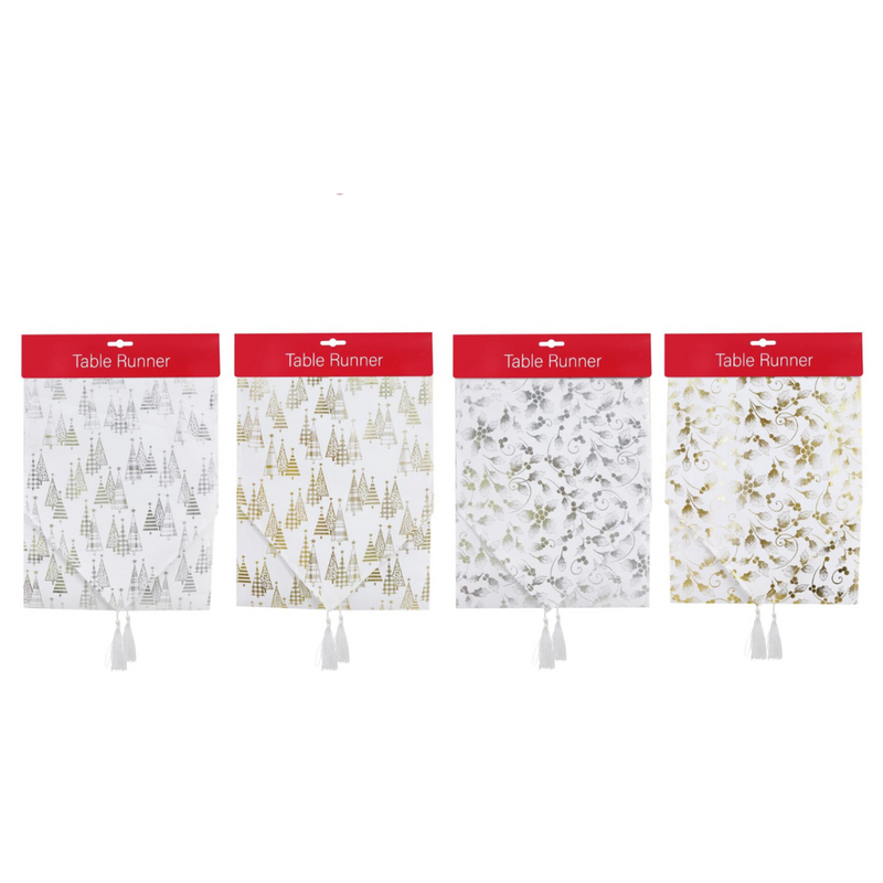 Ronis Foil Print Runner 180cm White Assorted