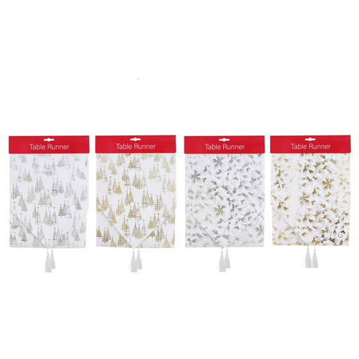 Ronis Foil Print Runner 180cm White Assorted