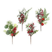 32cm Assorted Christmas Foliage Berry Pick with Bell – Festive Decoration Accent