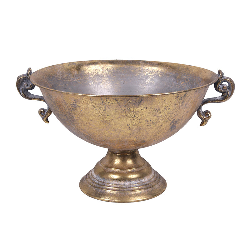 Ronis Footed Bowl 32.5x20.5cm Antique Gold Metal