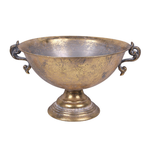 Ronis Footed Bowl 32.5x20.5cm Antique Gold Metal