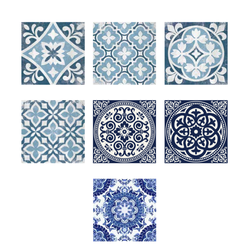 Ronis Frame Canvas Moroccan Tile 50x50cm 3cm White Assorted