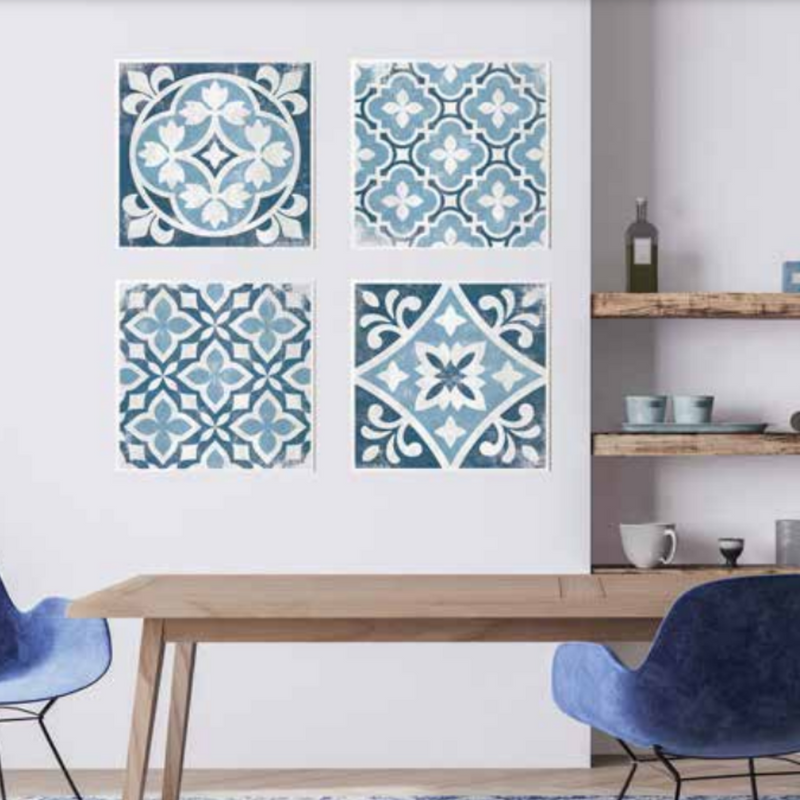 Ronis Frame Canvas Moroccan Tile 50x50cm 3cm White Assorted