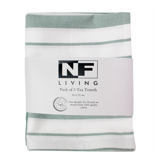 Ronis French Strip Towel 45x70cm Sage 3pk
