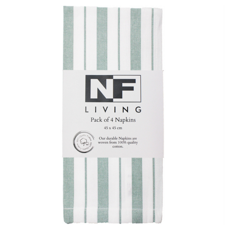 Ronis French Stripe Napkin 45cm Sage 4pk