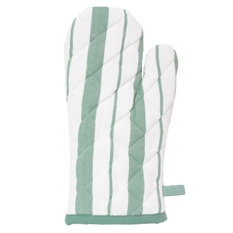 Ronis French Stripe Oven Mitten 16x32cm Sage