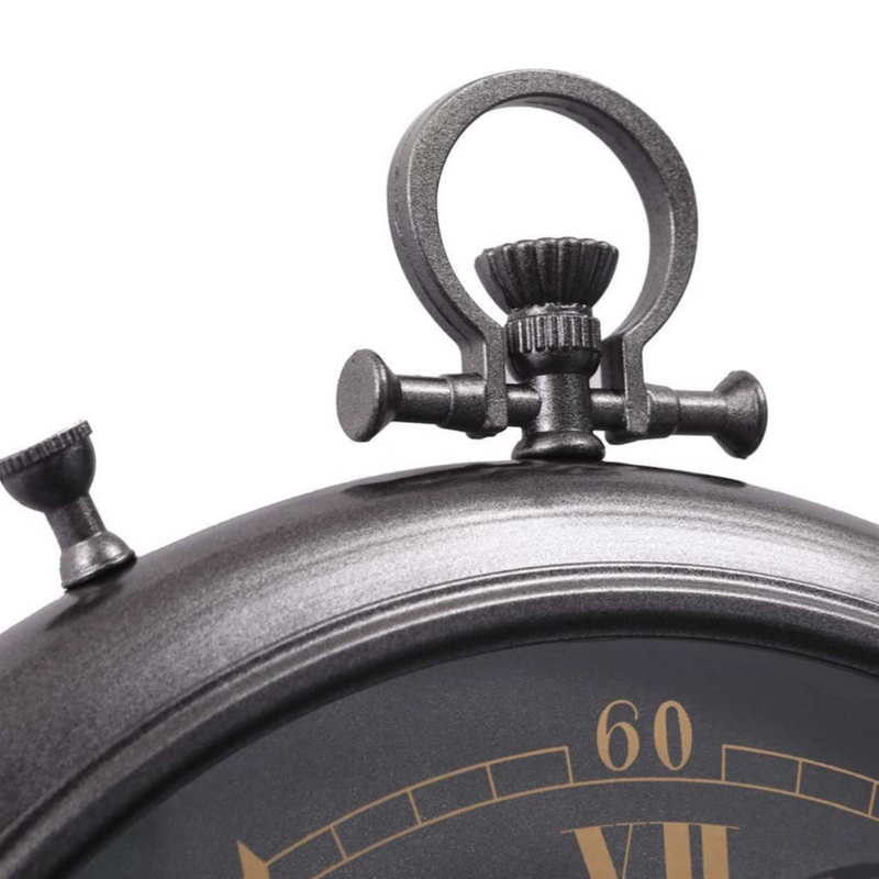 French-style black wall clock with exposed gears and Roman numerals, 62cm