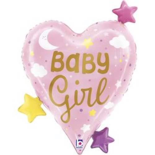 Grabo baby girl heart and stars foil balloon 78cm