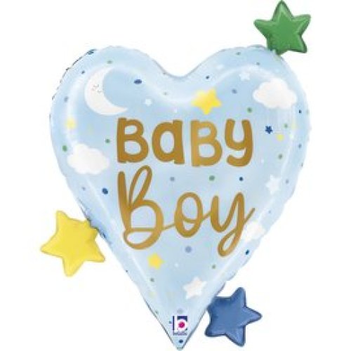 Grabo baby boy heart and stars foil balloon 78cm