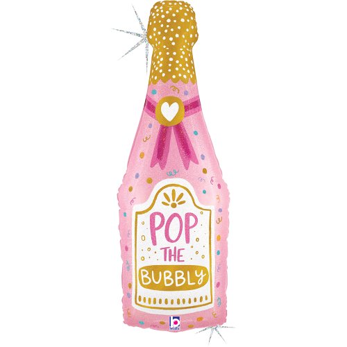 Grabo holographic champagne bottle foil balloon 101cm