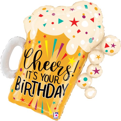 Grabo birthday confetti beer shape foil balloon 89cm