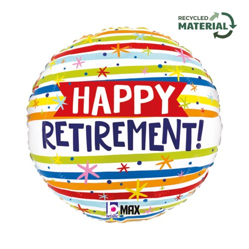Happy retirement striped foil balloon 18 inch