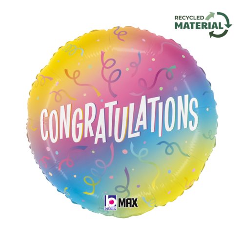Ombre congratulations foil balloon 18 inch