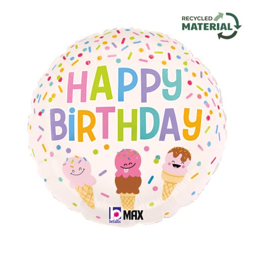 Ice cream cone birthday foil balloon 18 inch