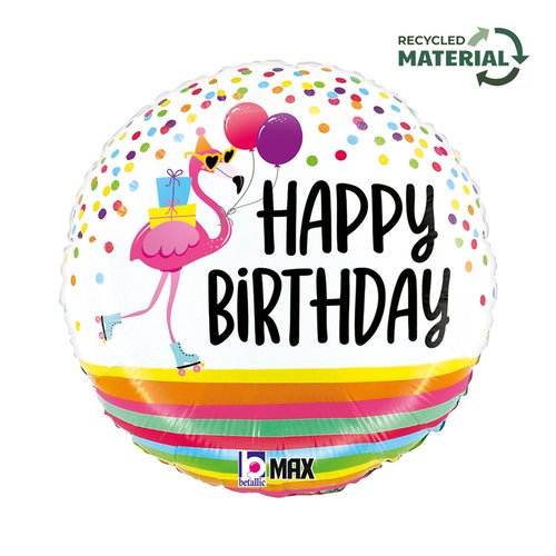 Round flamingo themed birthday party inflatable