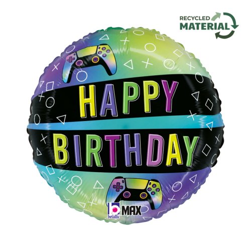 Gaming themed birthday foil balloon 18 inch