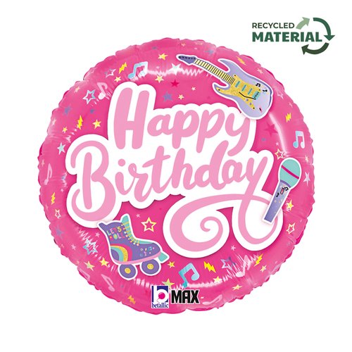 Round totally awesome pink birthday inflatable