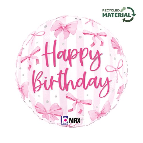 Round pink bow birthday party inflatable