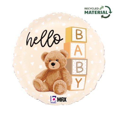 Hello Baby teddy bear foil balloon 18 inch